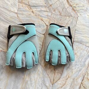 Harbinger Women's Weightlifting Gloves Mint Gray Padded Grip Fitness Workout